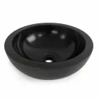 Lavabo da appoggio tondo nero in pietra naturale Levi, pezzo unico Viadurini