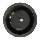 Lavabo da appoggio tondo nero in pietra naturale Levi, pezzo unico Viadurini