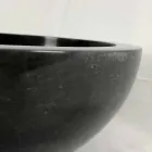 Lavabo da appoggio tondo nero in pietra naturale Levi, pezzo unico Viadurini