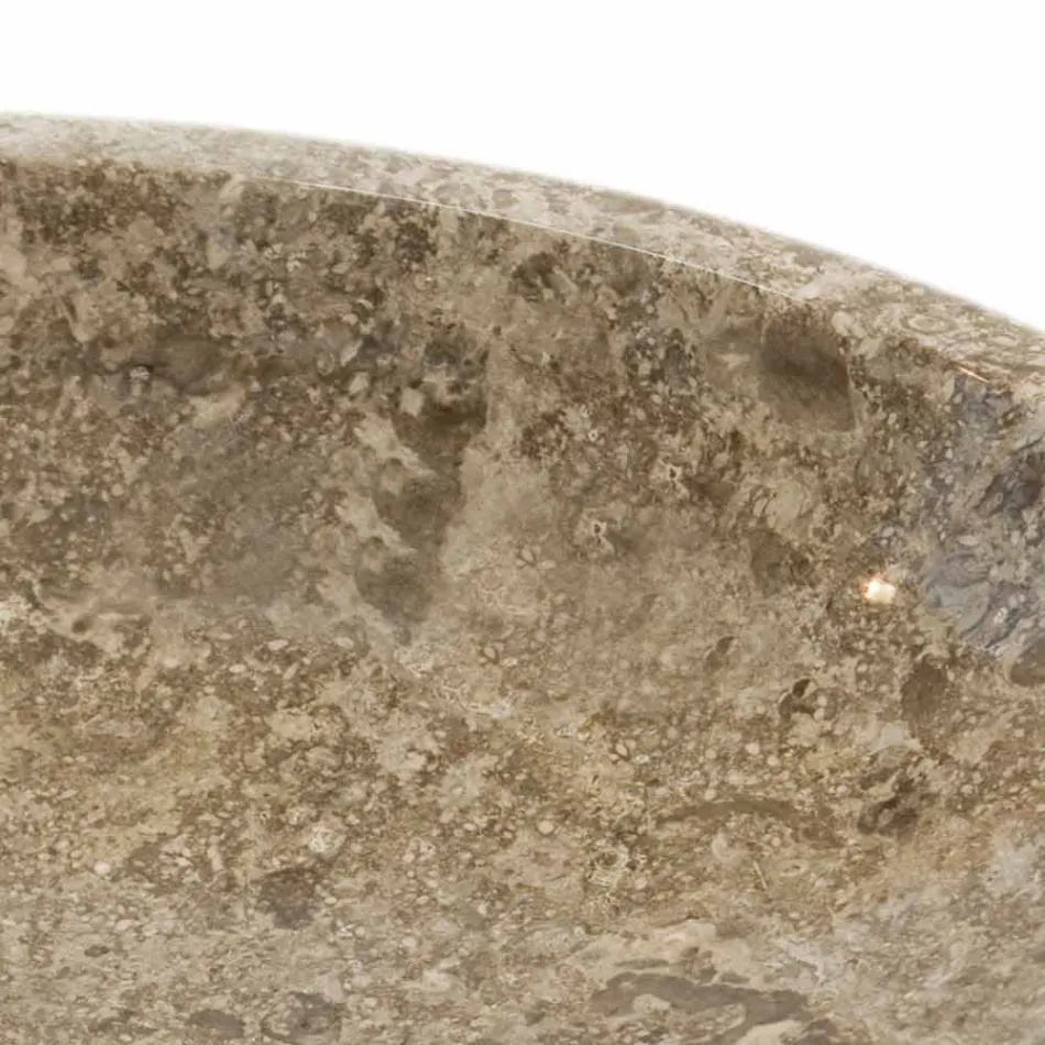 Lavabo da appoggio tondo, pezzo unico, in pietra naturale Ziva Viadurini