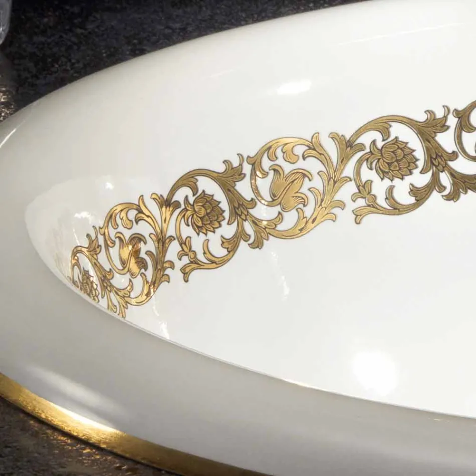 Lavabo da bagno a incasso in fire clay e oro made in Italy, Otis Viadurini