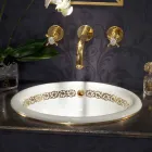 Lavabo da bagno a incasso in fire clay e oro made in Italy, Otis Viadurini
