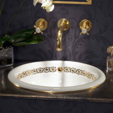 Lavabo da bagno a incasso in fire clay e oro made in Italy, Otis Viadurini