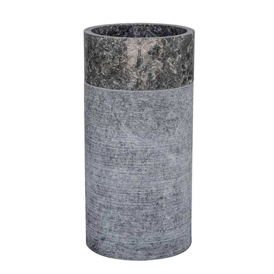 Lavabo da Bagno Cilindrico Freestanding in Marmo Grigio - Cremino Viadurini