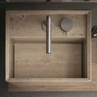 Lavabo da Bagno di Pietra da Appoggio Design Alto Quadrato Moderno - Farartlav2 Viadurini
