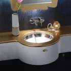 Lavabo da Bagno Incassato in Fire Clay Fuso a Mano Made in italy - Erioli Viadurini