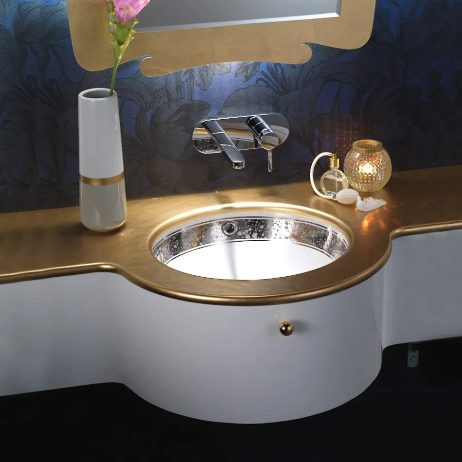 Lavabo da Bagno Incassato in Fire Clay Fuso a Mano Made in italy - Erioli Viadurini