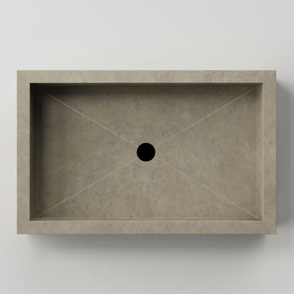 Lavabo da Bagno Rettangolare in Gres Porcellanato Made in Italy - Ludmilla Viadurini