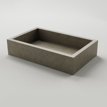 Lavabo da Bagno Rettangolare in Gres Porcellanato Made in Italy - Ludmilla Viadurini