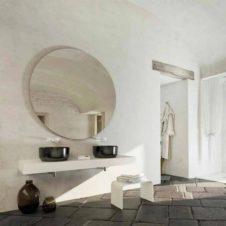 Lavabo da bagno rotondo design moderno freestanding made Italy Dalmine Viadurini