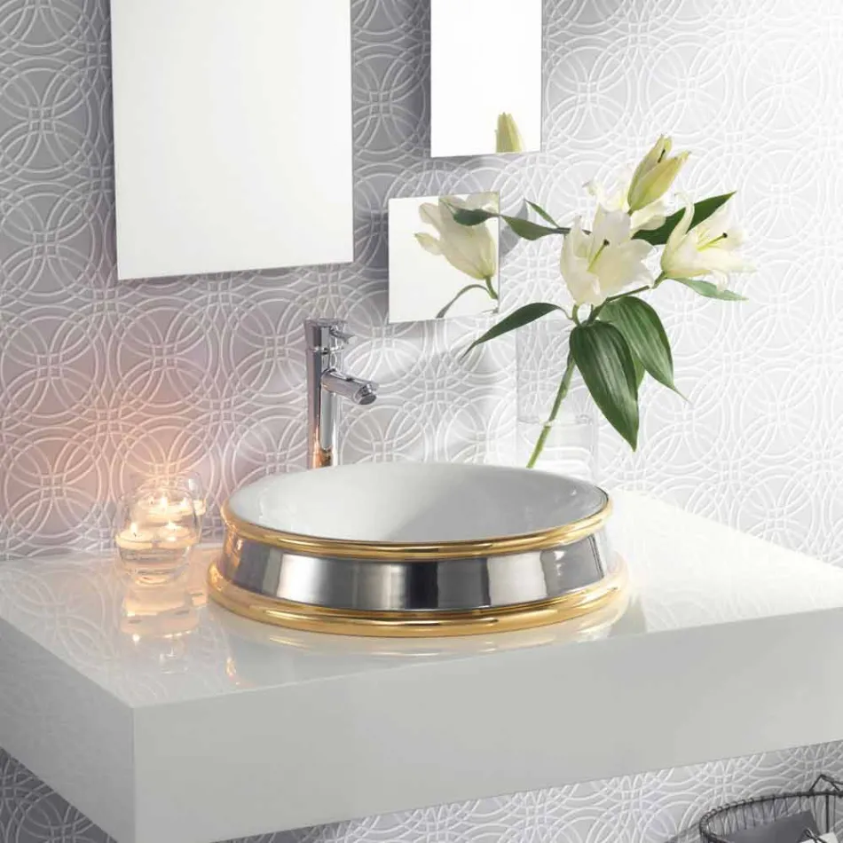 Lavabo da bagno semincasso di design in fire clay made in Italy,Manilo Viadurini