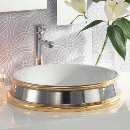 Lavabo da bagno semincasso di design in fire clay made in Italy,Manilo Viadurini