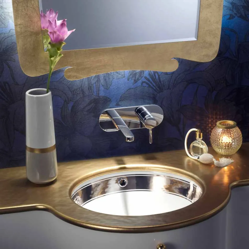Lavabo da incasso barocco in fire clay fatto a mano in Italia, Egeo Viadurini