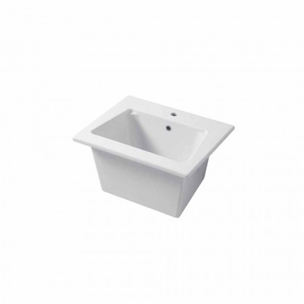 Lavabo da Incasso e Appoggio Moderno in Ceramica Colorata Vinovo Viadurini