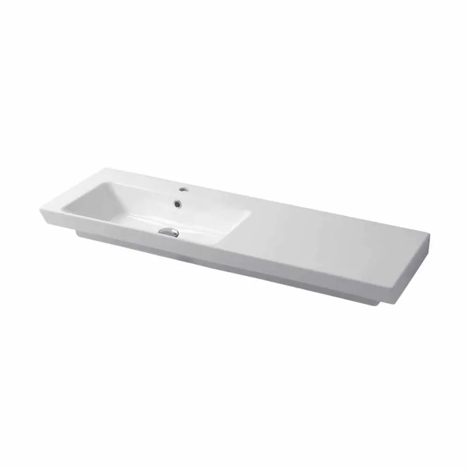 Lavabo da Incasso e Appoggio Sinistro Moderno in Ceramica Maida Viadurini