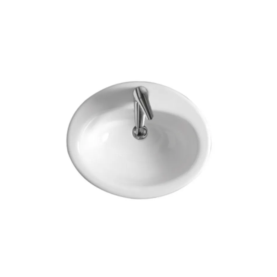Lavabo da Incasso Soprapiano in Ceramica Bianca dal Design Moderno - Papavero Viadurini