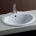Lavabo da Incasso Soprapiano in Ceramica Bianca dal Design Moderno - Papavero Viadurini
