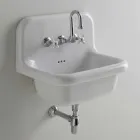 Lavabo da muro in ceramica bianca rettangolare di design Davis Viadurini