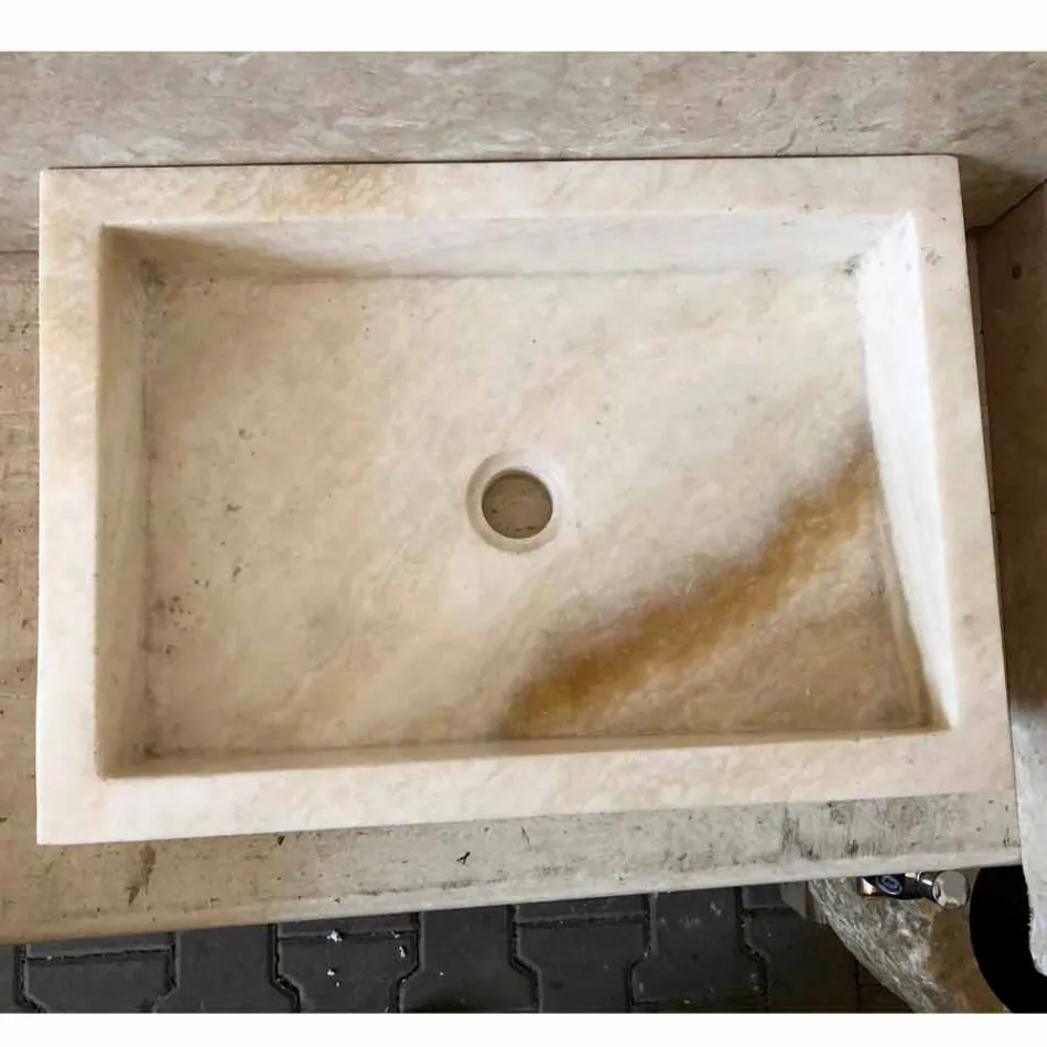 Lavabo design da appoggio in onice, pietra naturale, Jef, pezzo unico Viadurini