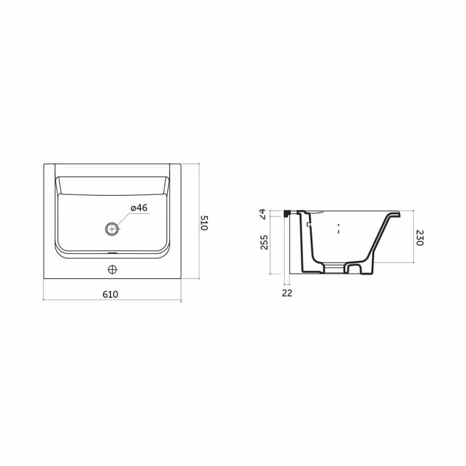 Lavabo Design Moderno da Appoggio e Incasso in Ceramica Satri Viadurini