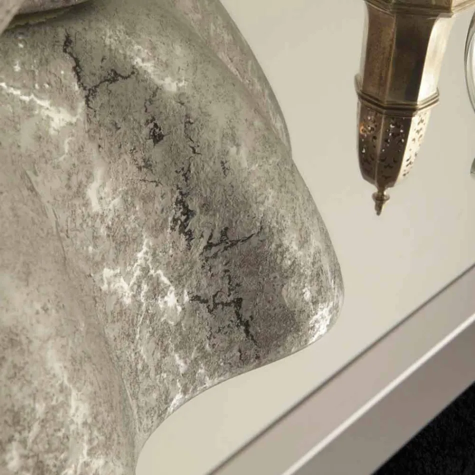 Lavabo di design da appoggio ceramica bianco argento made Italy Cubo Viadurini