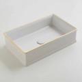 Lavabo di design da appoggio ceramica bordo oro made in Italy Debora