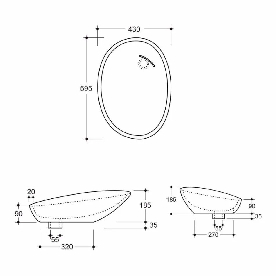 Lavabo di design da appoggio ceramica cavallino made in Italy Glossy Viadurini