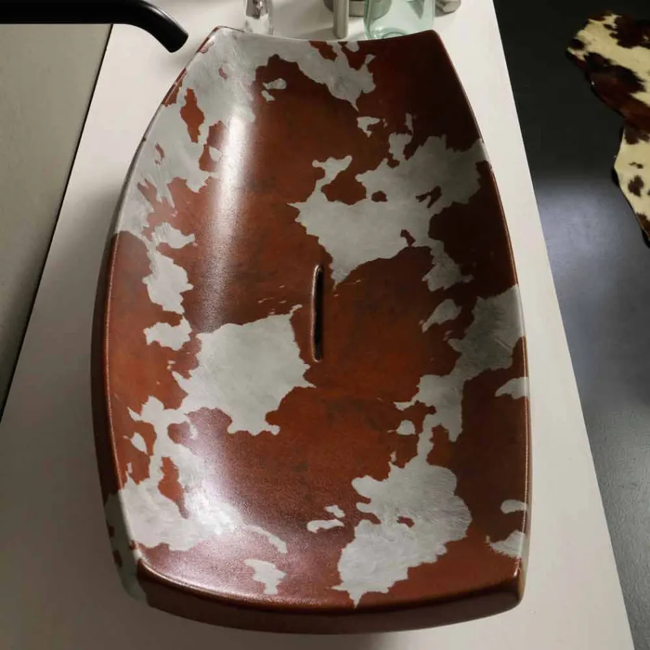 Lavabo di design da appoggio ceramica cavallino made in Italy Laura Viadurini