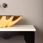 Lavabo di design da appoggio ceramica nero e oro made in Italy Rayan Viadurini