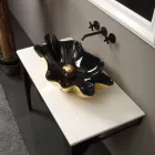 Lavabo di design da appoggio ceramica nero e oro made in Italy Rayan Viadurini