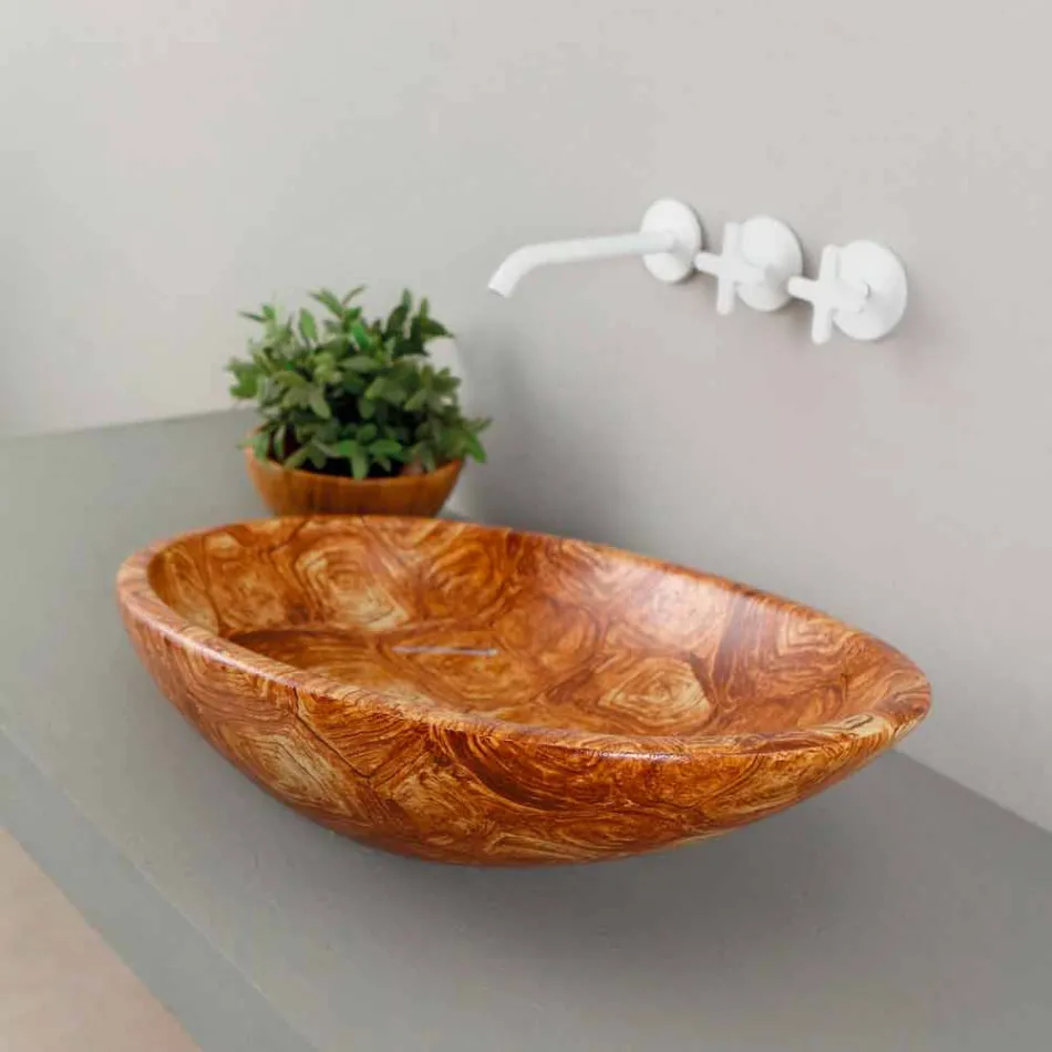 Lavabo di design da appoggio ceramica tartaruga made in Italy Glossy Viadurini
