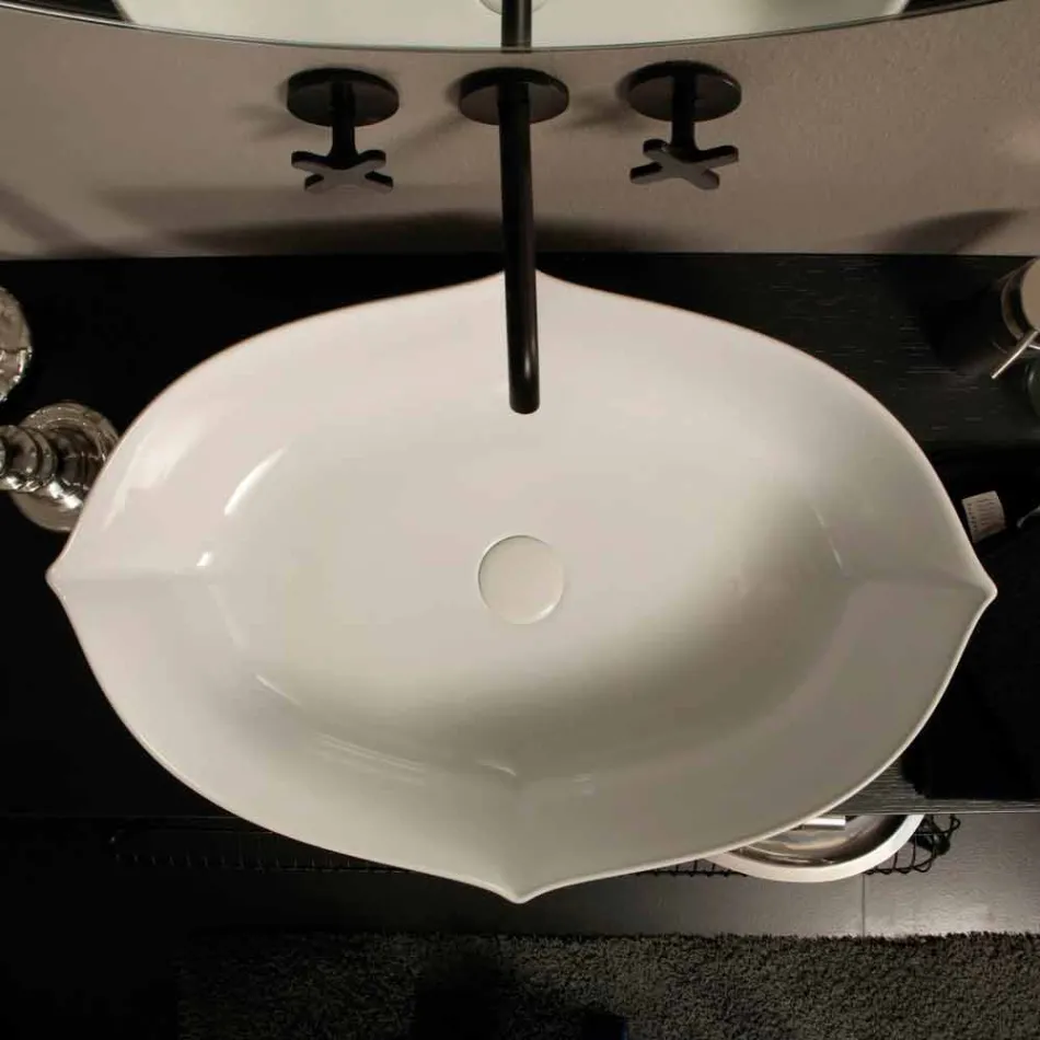 Lavabo di design da appoggio in ceramica bianco made in italy Oscar Viadurini