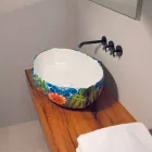 Lavabo di design da appoggio in ceramica disegnata made in Italy Oscar Viadurini