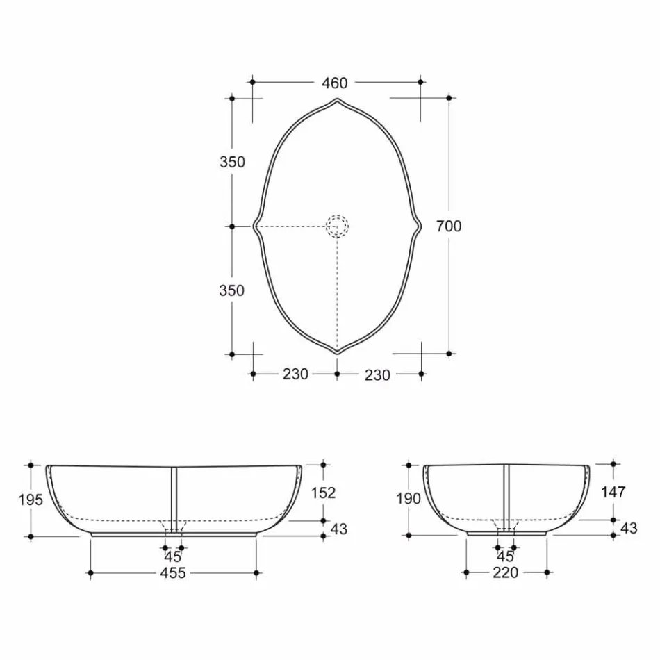 Lavabo di design da appoggio in ceramica disegnata made in Italy Oscar Viadurini