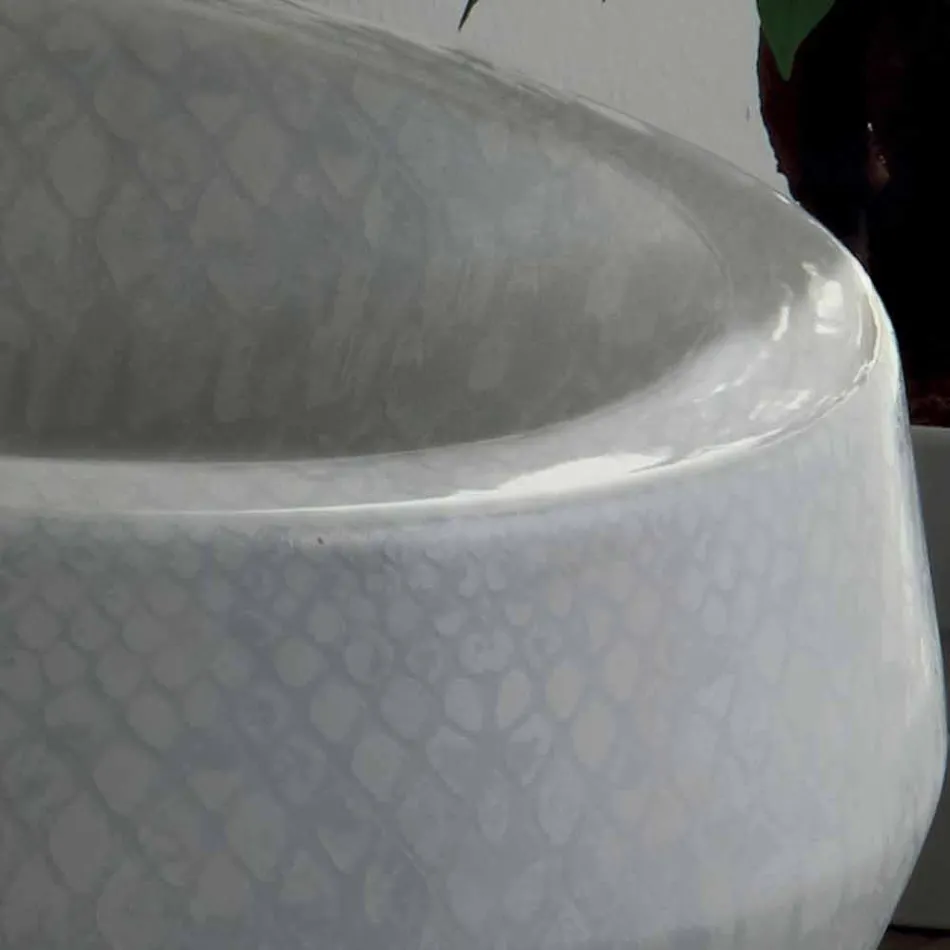 Lavabo di design da appoggio in ceramica pitonata made in Italy Elisa Viadurini