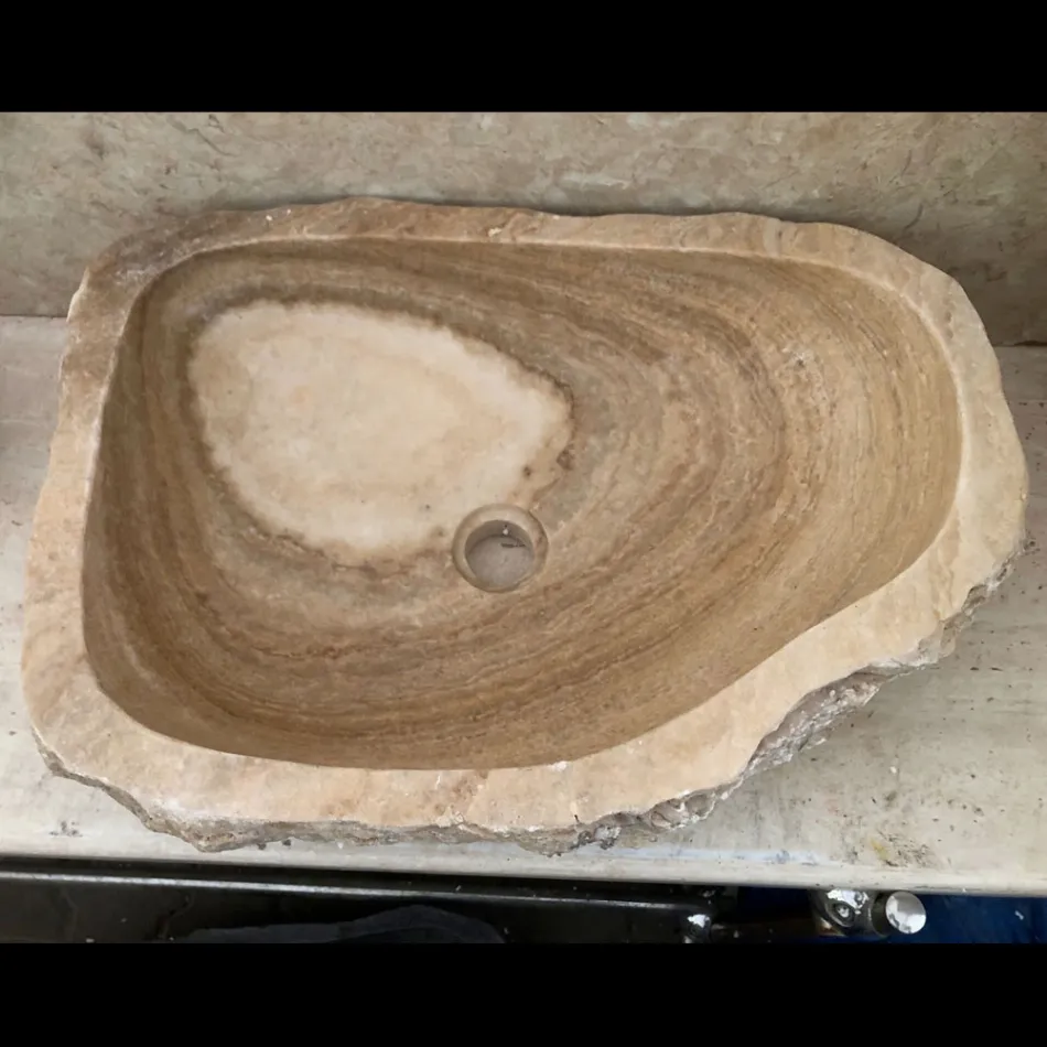 Lavabo di design da appoggio per bagno Laia in pietra naturale Viadurini