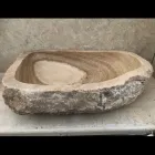 Lavabo di design da appoggio per bagno Laia in pietra naturale Viadurini