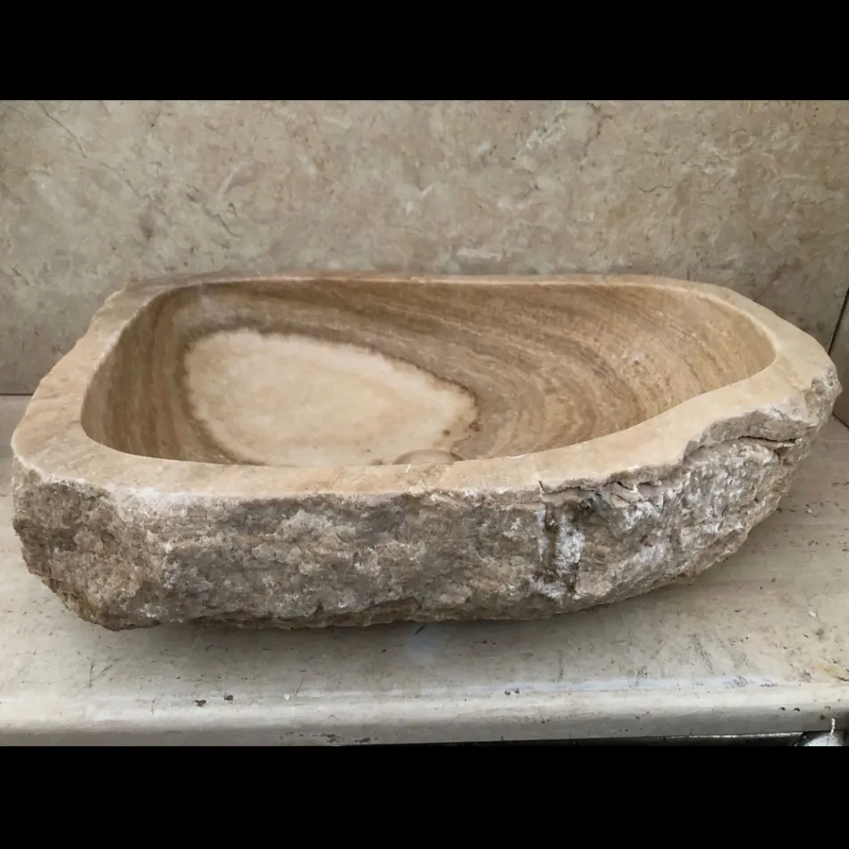 Lavabo di design da appoggio per bagno Laia in pietra naturale Viadurini