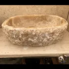 Lavabo di design da appoggio per bagno Laia in pietra naturale Viadurini