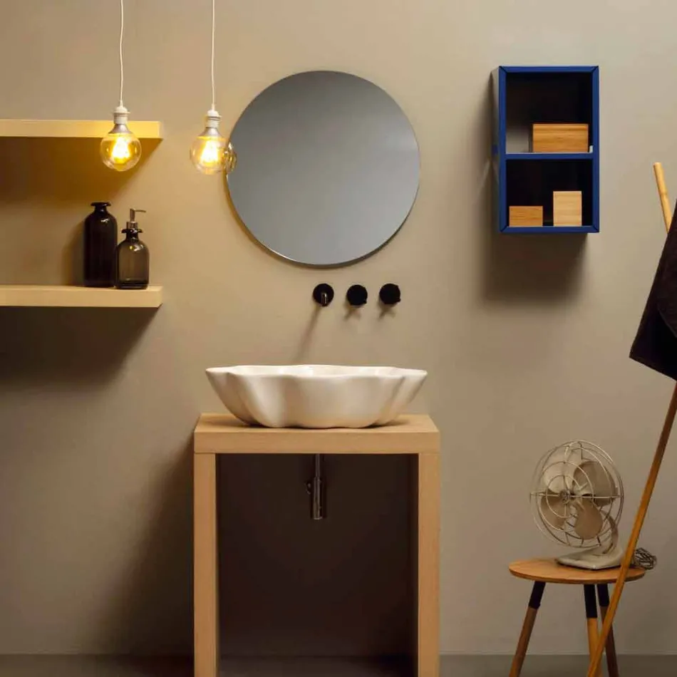 Lavabo di design moderno da appoggio ceramica bianco made Italy Cubo  Viadurini