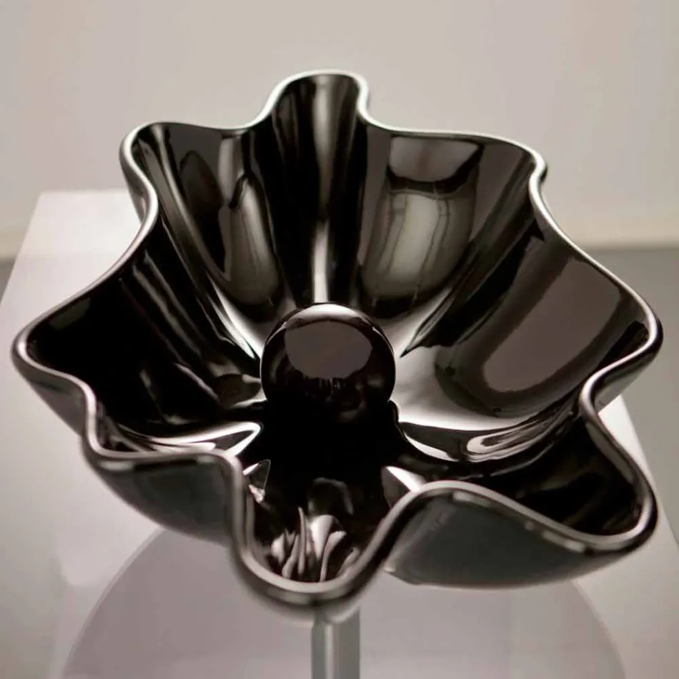 Lavabo di design moderno da appoggio ceramica nero made Italy Rayan Viadurini