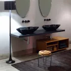 Lavabo di design moderno da appoggio ceramica nero made Italy Rayan Viadurini