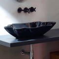 Lavabo di design moderno da appoggio ceramica nero made Italy Rayan