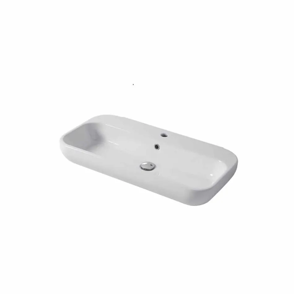 Lavabo di Design Monoforo da Appoggio o Parete in Ceramica Riardo Viadurini
