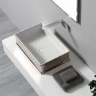 Lavabo di moderno design da appoggio in ceramica made in Italy Debora Viadurini