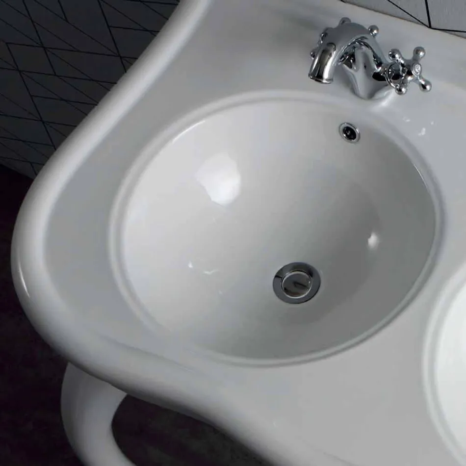 Lavabo Doppio a Consolle o a Parete in Ceramica Moderno Avise Viadurini