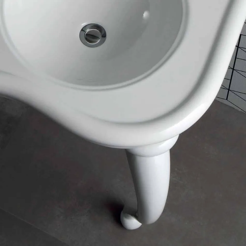 Lavabo Doppio a Consolle o a Parete in Ceramica Moderno Avise Viadurini