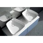 Lavabo doppio da appoggio in ceramica moderno fatto in Italia, Reale Viadurini