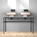 Lavabo doppio da appoggio in ceramica moderno fatto in Italia, Reale Viadurini