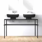 Lavabo doppio da appoggio in ceramica moderno fatto in Italia, Reale Viadurini